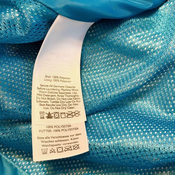 Y2K Eddie Bauer WeatherEdge Aqua Blue Hooded Windbreaker Rain Jacket Women Large - Picture 12 of 12